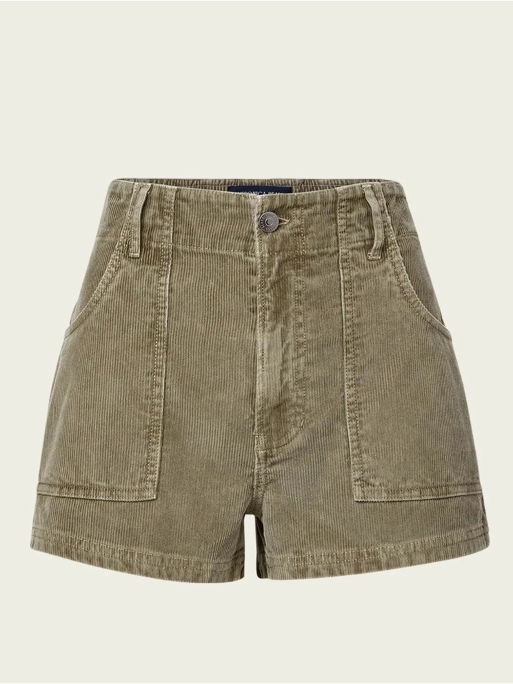 Veronica Beard Olive High-Waist Corduroy Shorts